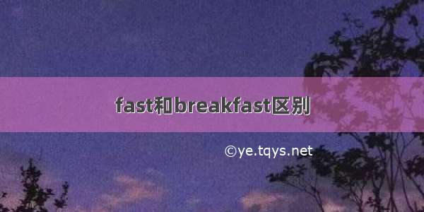 fast和breakfast区别