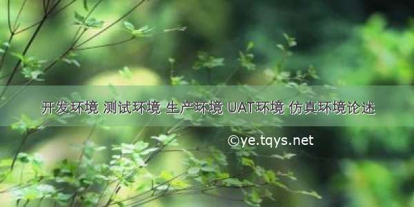 开发环境 测试环境 生产环境 UAT环境 仿真环境论述