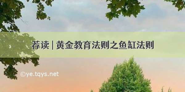 荐读 | 黄金教育法则之鱼缸法则