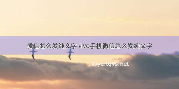 微信怎么发纯文字 vivo手机微信怎么发纯文字