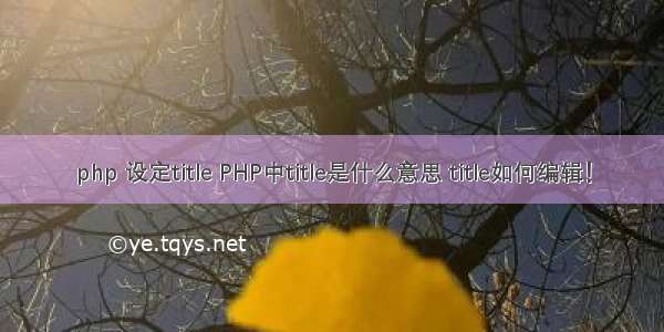 php 设定title PHP中title是什么意思 title如何编辑！