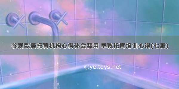 参观欧美托育机构心得体会实用 早教托育培训心得(七篇)