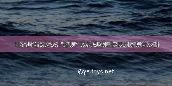 日本出台高达5%“返现”政策 刺激国民使用无现金支付