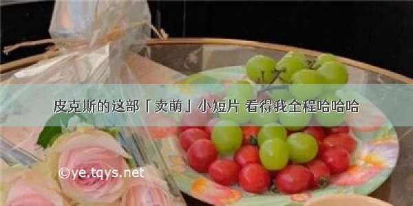 皮克斯的这部「卖萌」小短片 看得我全程哈哈哈