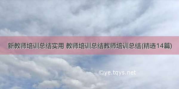 新教师培训总结实用 教师培训总结教师培训总结(精选14篇)