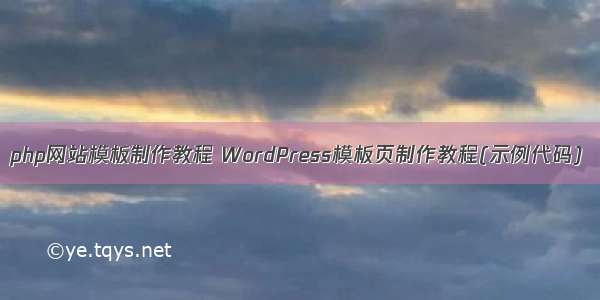 php网站模板制作教程 WordPress模板页制作教程(示例代码)