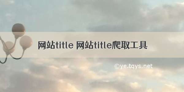 网站title 网站title爬取工具