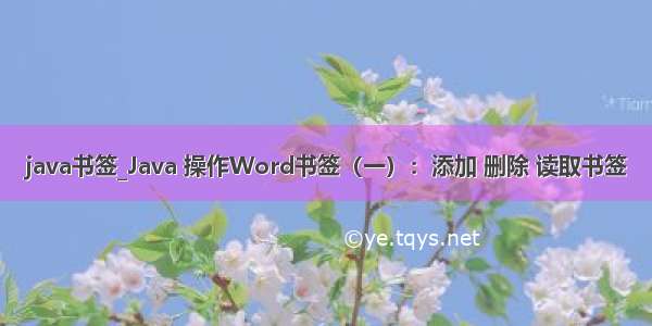 java书签_Java 操作Word书签（一）：添加 删除 读取书签