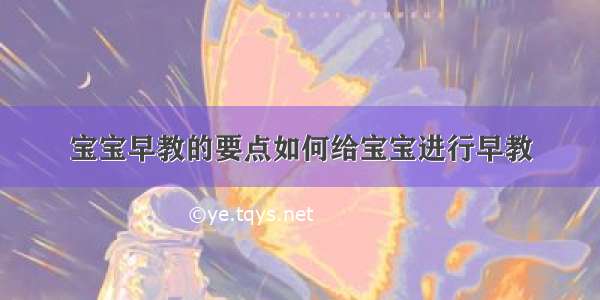 宝宝早教的要点如何给宝宝进行早教