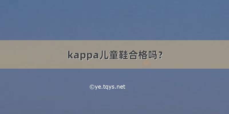 kappa儿童鞋合格吗？