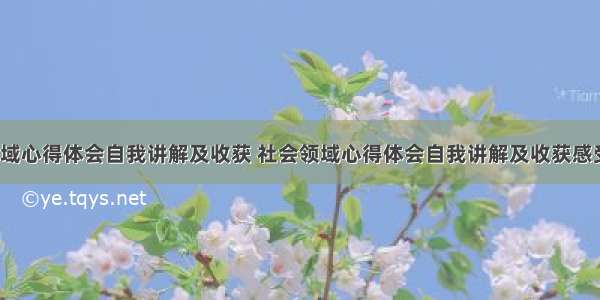 社会领域心得体会自我讲解及收获 社会领域心得体会自我讲解及收获感受(7篇)