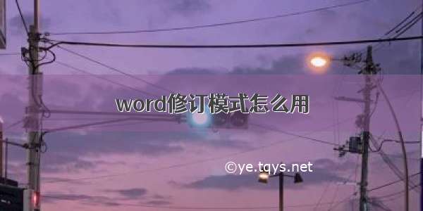 word修订模式怎么用