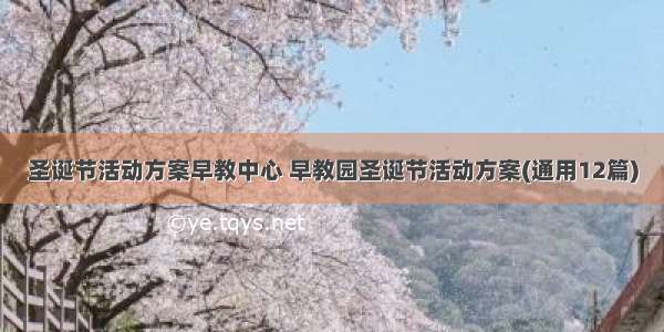 圣诞节活动方案早教中心 早教园圣诞节活动方案(通用12篇)