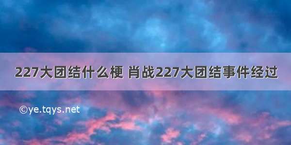 227大团结什么梗 肖战227大团结事件经过