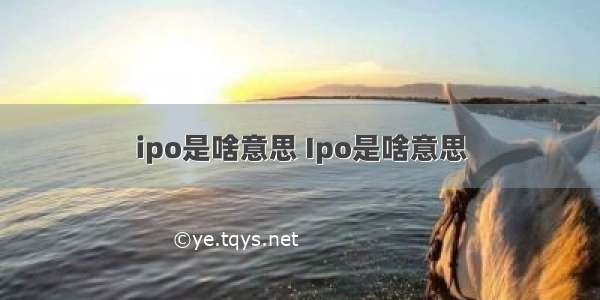 ipo是啥意思 Ipo是啥意思