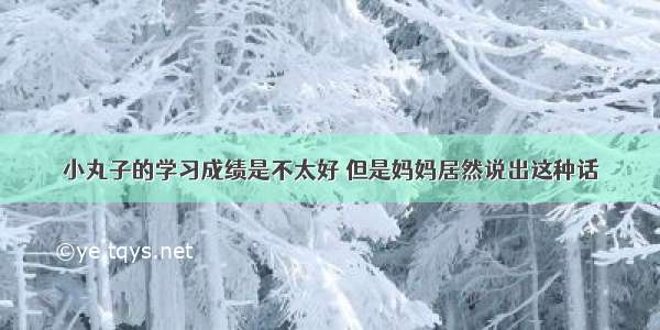 小丸子的学习成绩是不太好 但是妈妈居然说出这种话