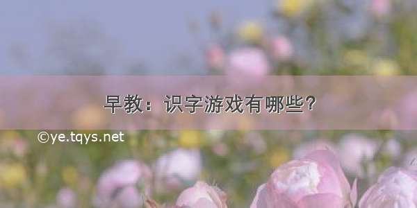 早教：识字游戏有哪些？