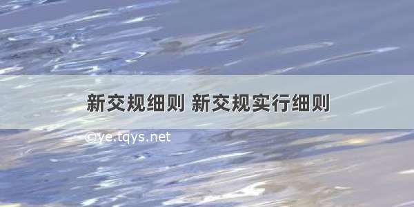 新交规细则 新交规实行细则