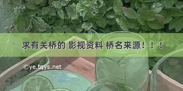 求有关桥的 影视资料 桥名来源！！！