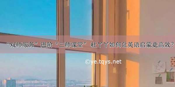 “双师服务”进阶“三师课堂” 杜丫丫如何让英语启蒙更高效？