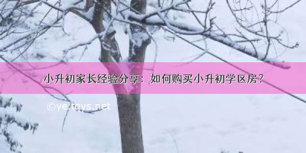 小升初家长经验分享：如何购买小升初学区房？