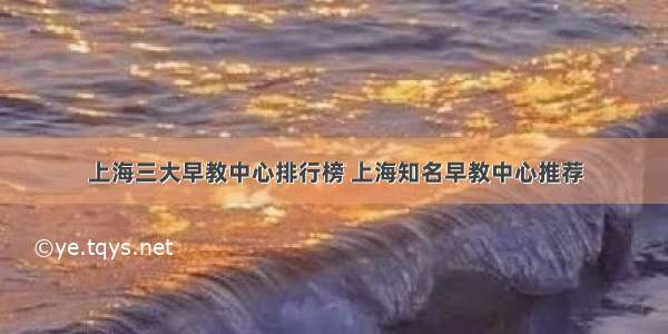 上海三大早教中心排行榜 上海知名早教中心推荐