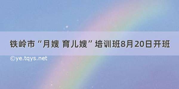 铁岭市“月嫂 育儿嫂”培训班8月20日开班