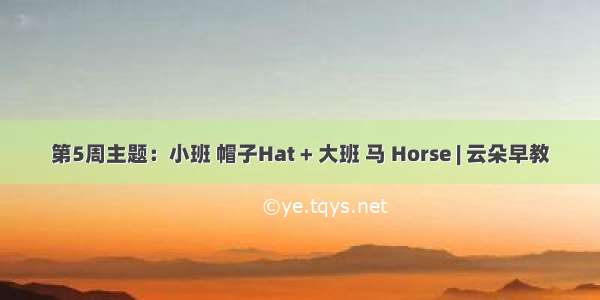 第5周主题：小班 帽子Hat + 大班 马 Horse | 云朵早教