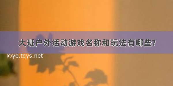 大班户外活动游戏名称和玩法有哪些?