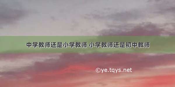 中学教师还是小学教师 小学教师还是初中教师