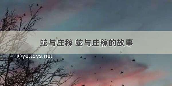 蛇与庄稼 蛇与庄稼的故事