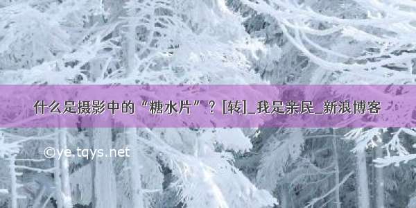 什么是摄影中的“糖水片”？[转]_我是亲民_新浪博客