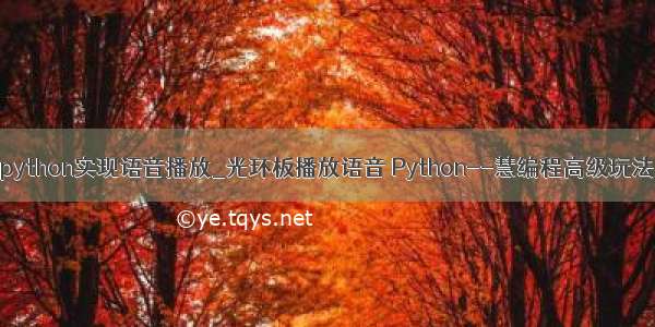 python实现语音播放_光环板播放语音 Python--慧编程高级玩法