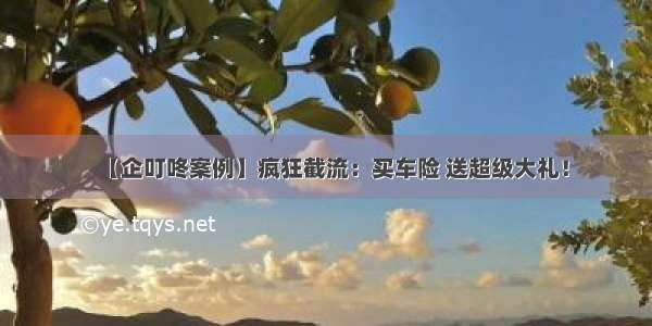 【企叮咚案例】疯狂截流：买车险 送超级大礼！